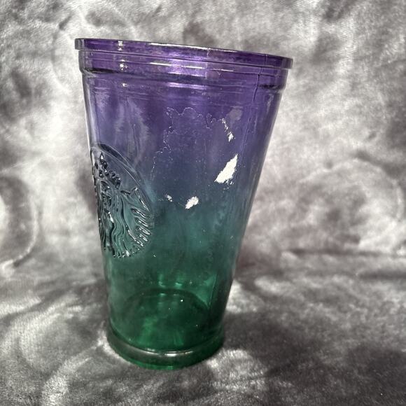 Starbucks Summer 2022 Purple Green Ombré Recycled Glass Tumbler 16oz NO LID - Picture 3 of 4